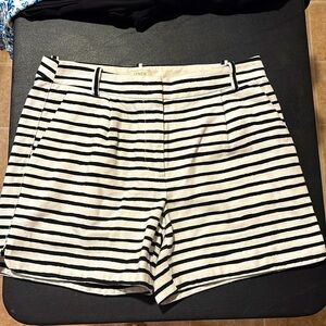 J Crew Black and White Stripe High Rise Shorts